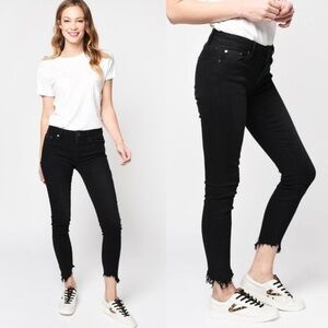 Pistola | Women’s Black Arielle Frayed Hem Mildly Distressed Skinny Jeans, sz 30